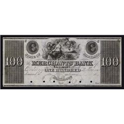 Merchants Bank, Baltimore, ca.1830's Obsolete Proof.