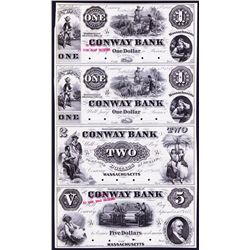Conway Bank, 1854 Obsolete Proof Sheet of 4.