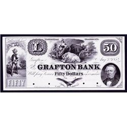 Grafton Bank, 1854 Proof Obsolete Banknote.