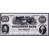 Image 1 : Holliston Bank, 1854 Proof Obsolete Banknote.
