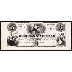 Michigan State Bank, ca.1830's Obsolete Proof.