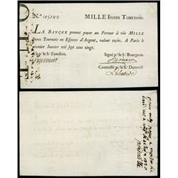 La Banque (Royale), January 1, 1720, John Law Paper Currency Note From Ford Collection.