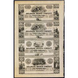 New Hope Delaware Bridge Co., Lambertville, NJ Uncut Obsolete Sheet.
