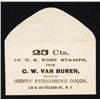Image 1 : C.W. Van Buren, 25 Cts In U.S. Post Stamps Envelope Fractional Currency Era.