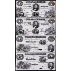 Quassaick Bank, 1850's Uncut Proof Sheet of 4.