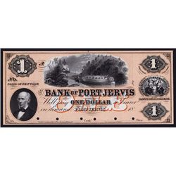 Bank of Port Jervis, 1857 Proof Obsolete Banknote.