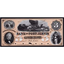 Bank of Port Jervis, 1857 Proof Obsolete Banknote.