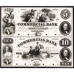 Commercial Bank of Rochester, 1850's Uncut Proof Sheet of 2.