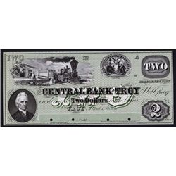 Central Bank of Troy, 1859 Proof Obsolete Banknote.