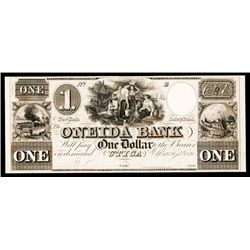 Oneida Bank, 1838 Obsolete Proof.