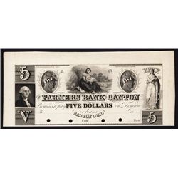 Farmers Bank of Canton, ca.1830's Obsolete Proof.