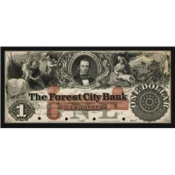 Forest City Bank Proof Banknote.