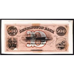 Kensington Bank in the County of Philadelphia, 1850's Full Color Proof Obsolete Banknote.