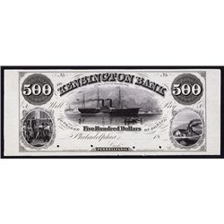 Kensington Bank in the County of Philadelphia, 1850's Proof Obsolete Banknote.