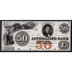 Anthracite Bank, 1850's Proof Obsolete Banknote.