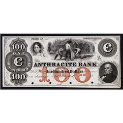 Anthracite Bank, 1850's Proof Obsolete Banknote.