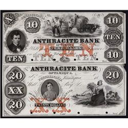 Anthracite Bank, 1850's Uncut Proof Sheet of 2.