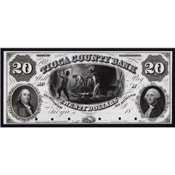 Tioga County Bank, 1857 Proof Obsolete Banknote.