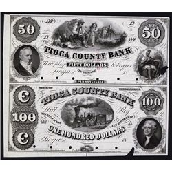 Tioga County Bank, 1857 Uncut Proof Sheet of 2.