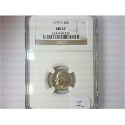 1979-D ROOSEVELT DIME NGC MS67