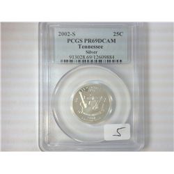 2002-S SILVER TENNESSEE QUARTER PCGS PR69 DCAM