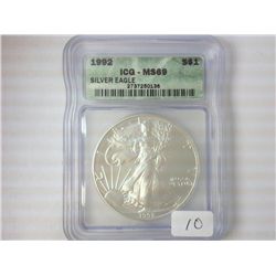 1992 AMERICAN SILVER EAGLE ICG MS69