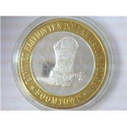 BOOMTOWN CASINO $10 SILVER TOKEN (UNC)