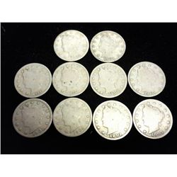 10 ASSORTED LIBERTY "V" NICKELS