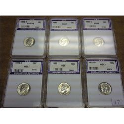 6 UNCIRCULATED SILVER ROOSEVELT DIMES