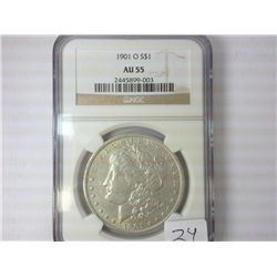 1901-O MORGAN SILVER DOLLAR NGC AU55