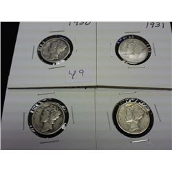 1930,31,34 & 45 MERCURY DIMES