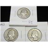 Image 1 : 1941, 42 & 43 WASHINGTON SILVER QUARTERS