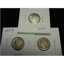 1918 P/D/S MERCURY DIMES