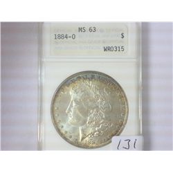 1884-O MORGAN SILVER DOLLAR ANA MS63