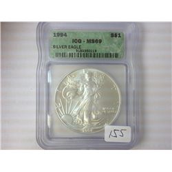 1994 AMERICAN SILVER EAGLE ICG MS69