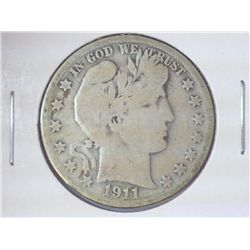 1911-S BARBER HALF DOLLAR (VERY GOOD)
