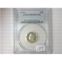 1992-S ROOSEVELT DIME PCGS PR69 DCAM