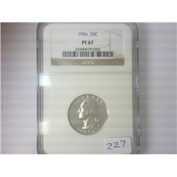1956 WASHINGTON SILVER QUARTER NGC PF67