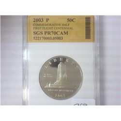 2003-P 1ST FLIGHT HALF DOLLAR SGS PR70 CAM