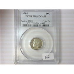 1978-S ROOSEVELT DIME PCGS PR69 DCAM