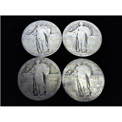 4 UNDATED STANDING LIBERTY QUARTERS
