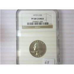1973-S WASHINGTON QUARTER NGC PF68 CAMEO