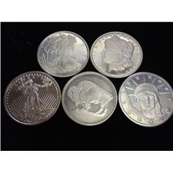 5 -1 OZ. COPPER ROUNDS (AS SHOWN)
