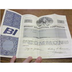 BRANIFF INTERNATIONAL STOCK CERTIFICATE