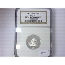 2005-S SILVER KANSAS QUARTER NGC PF70 ULTRA CAMEO