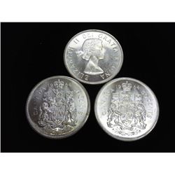 3-1964 CANADA SILVER 50 CENTS (UNC)