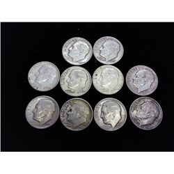 10 ASSORTED SILVER ROOSEVELT DIMES