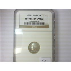1993-S SILVER ROOSEVELT DIME NGC PF69 ULTRA CAMEO