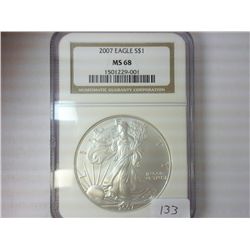 2007 AMERICAN SILVER EAGLE NGC MS68