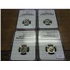 Image 1 : 4 NGC SLABS ROOSEVELT DIMES ALL MS64